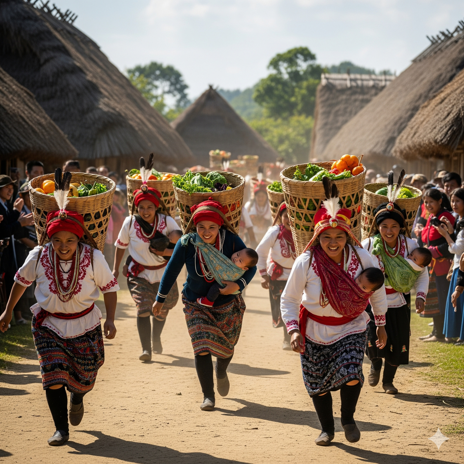 Warga berinteraksi di lingkungan
